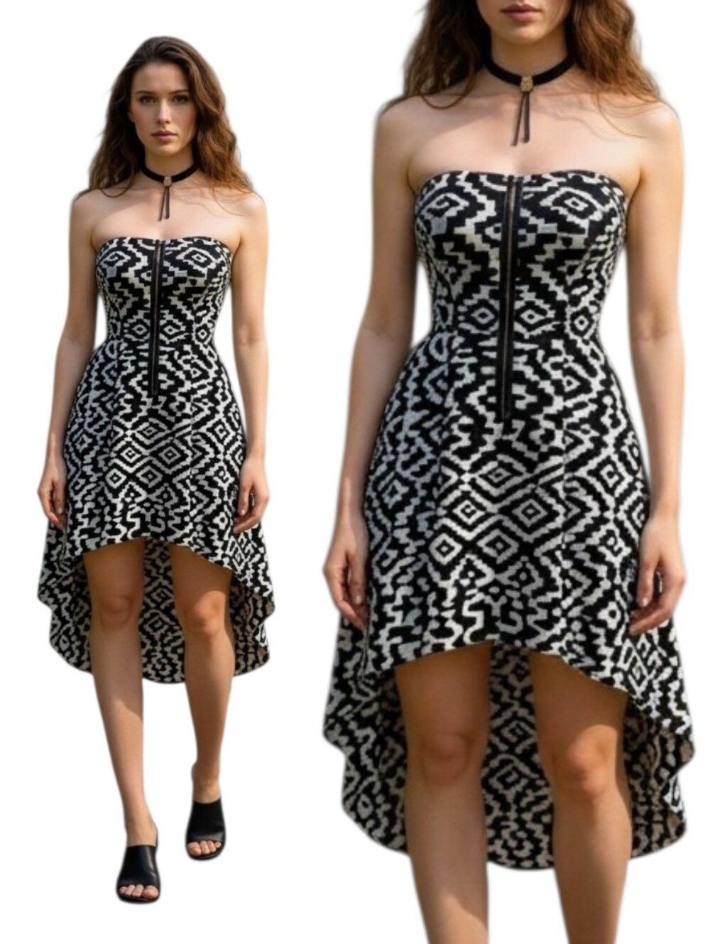 Impress black strapless dress high and low size large